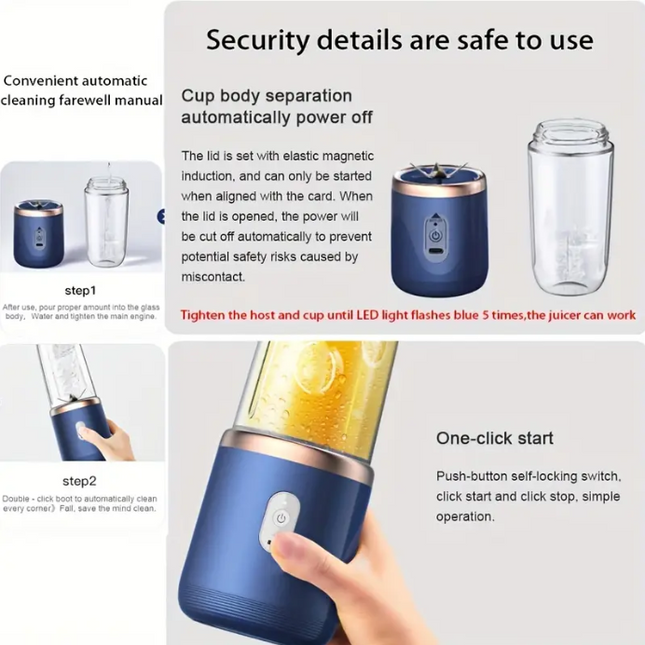 Portable Blender Mini Juicer™ | Perfect for Smoothies Shakes and Juices (400ml)