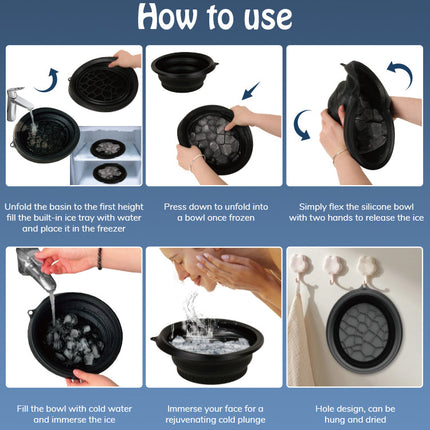 Collapsible Ice Facial Bowl – Portable Silicone Basin for Cold Therapy, Skin Tightening & Refreshing Face Wash