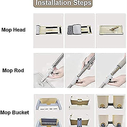 “360° Flat Spin Mop with Bucket &  Microfiber Pads
