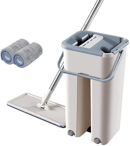 “360° Flat Spin Mop with Bucket &  Microfiber Pads