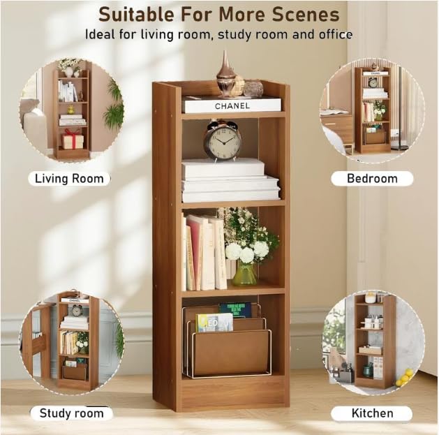 Wooden 4-Tier Storage Bookshelf