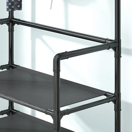 5-Tier Multifunctional Clothes & Shoe Organizer Rack with Hooks