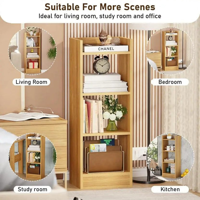 Wooden 4-Tier Storage Bookshelf