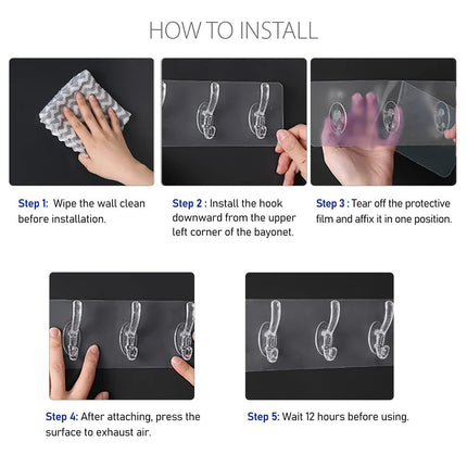 Self Adhesive Wall Hanger Hooks Strip (6 Hooks) (Buy 1 Get 1 Free)