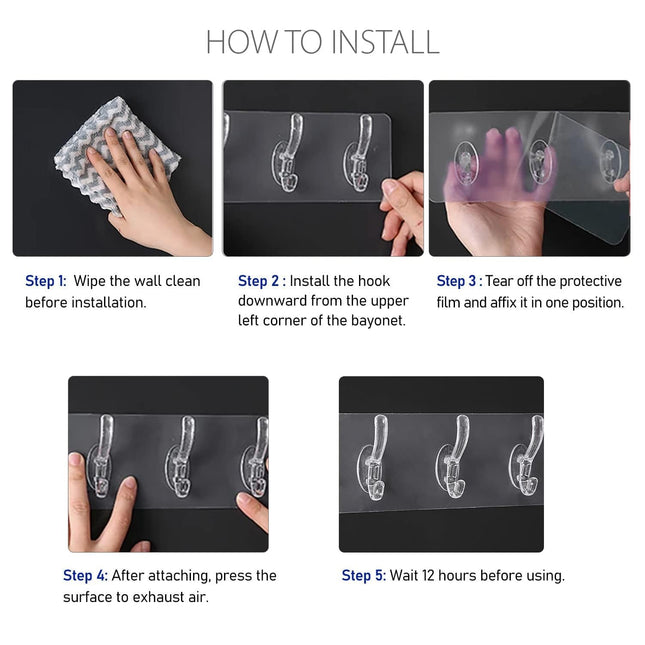 Self Adhesive Wall Hanger Hooks Strip (6 Hooks) (Buy 1 Get 1 Free)