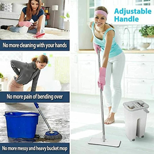 “360° Flat Spin Mop with Bucket &  Microfiber Pads