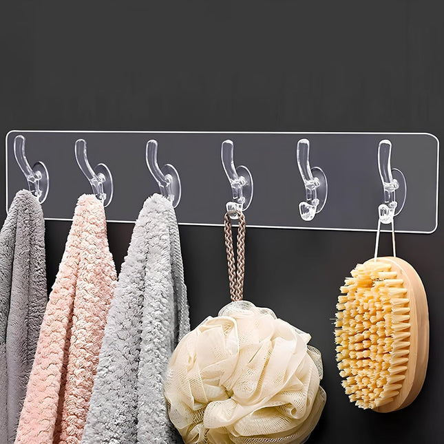 Self Adhesive Wall Hanger Hooks Strip (6 Hooks) (Buy 1 Get 1 Free)