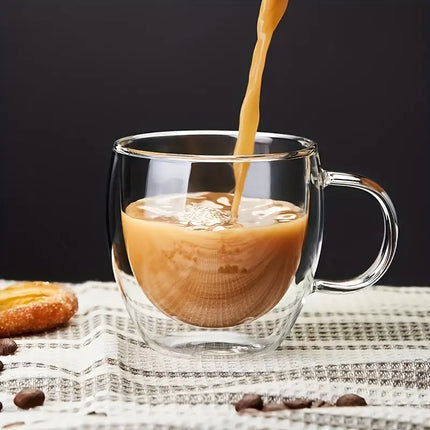 Transparent Double Wall Glass Coffee Mug – Heat Resistant Insulated Cup (Buy 1 Get 1 Free) 250 ml