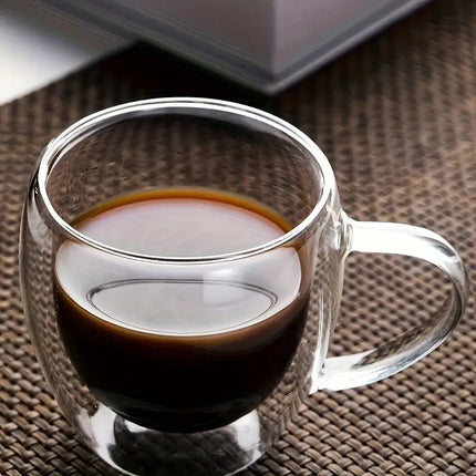 Transparent Double Wall Glass Coffee Mug – Heat Resistant Insulated Cup (Buy 1 Get 1 Free) 250 ml